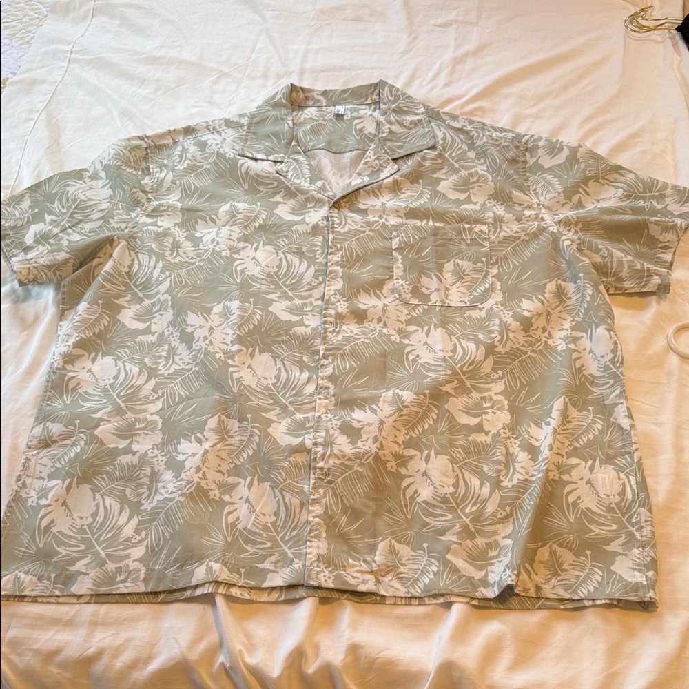 Men's Casual Button Down Shirt - Green Floral
